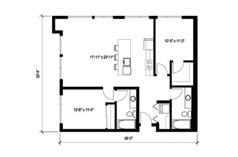 Stack House Apartments in Seattle, Washington 2x2 Floor Plan